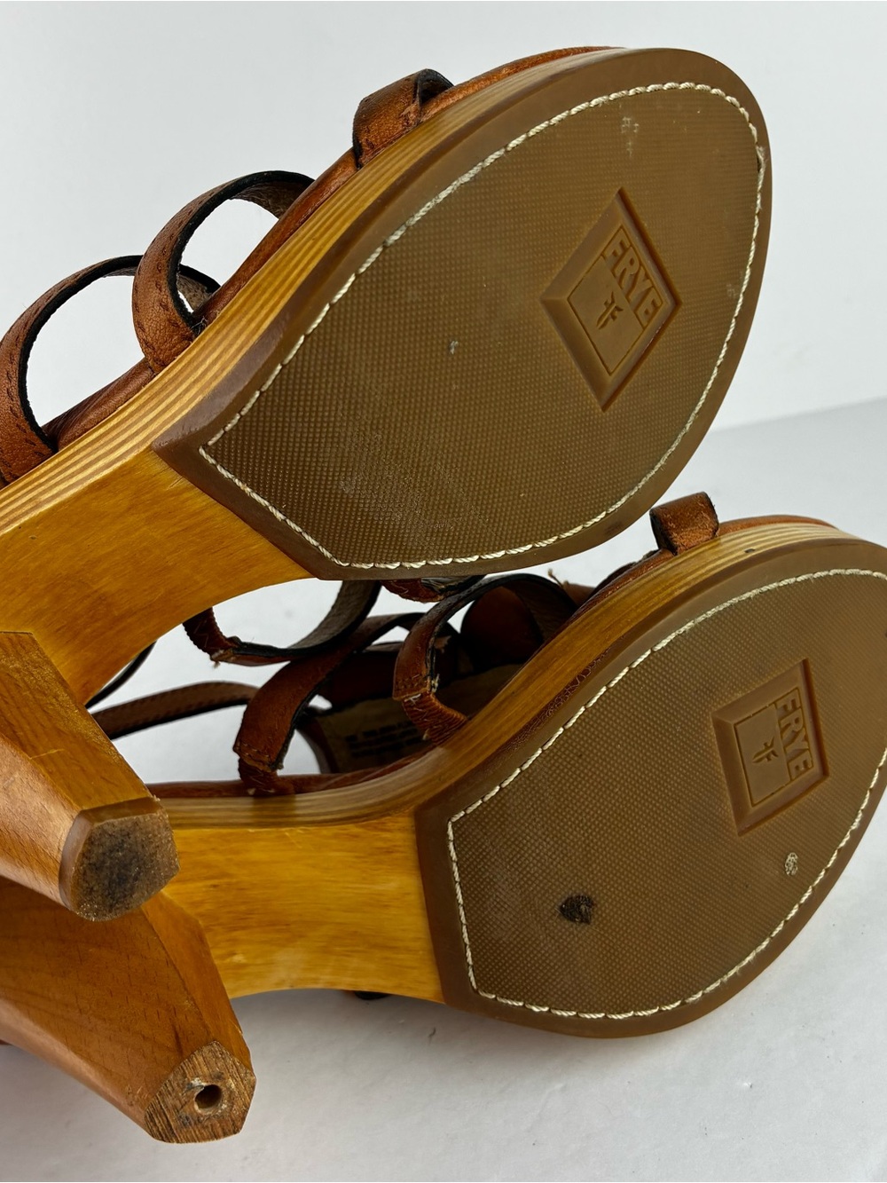 Frye Janna Flower Leather Strappy High Heels - Picture 7 of 8